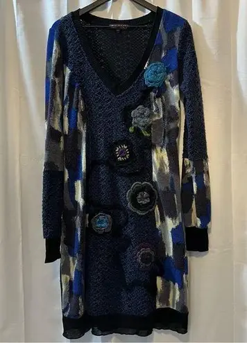 Kessley Mixed Media Knit Long Sleeve Sweater Dress