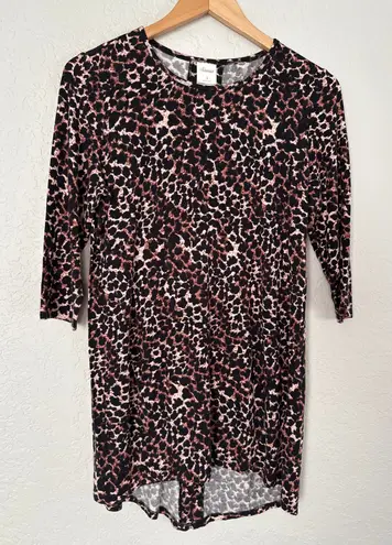 Soma Animal Print Soft Night Shirt Nightie Top 1/2 Sleeve Brown Black Cheetah