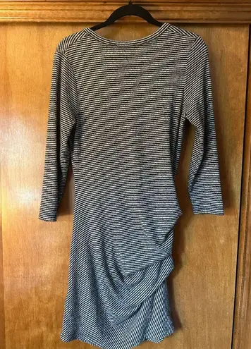 Abercrombie & Fitch  Gray Black Striped Sweater Dress Ruched Side Size medium