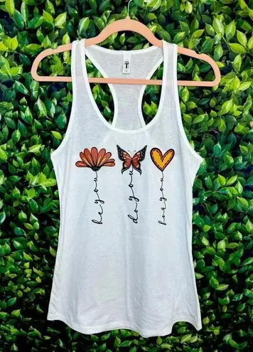 Next Level Apparel BE YOU Women’s Graphic Tank Top Butterfly Heart Boho Design Racer Back