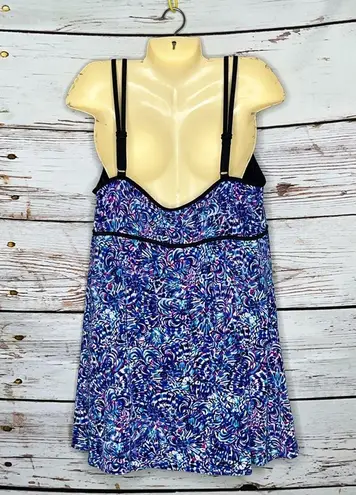 Longitude Great Lengths by NWT 24 Blue Printed One Piece Bathing Suit Swim Dress