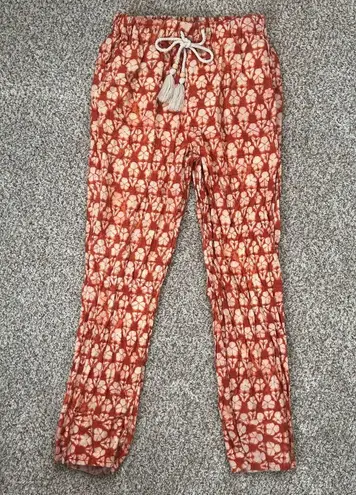 Faherty Orange Pacific Beach Linen Pants Patterned Summer Vacation Comfy XS