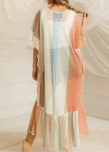 Gimmicks by BKE Gimmicks from Buckle Colorful Sheer Duster with White Top and Olive Shorts