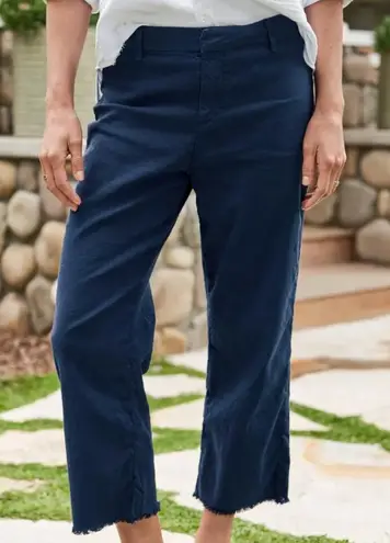 Frank & Eileen Kinsale Linen Cropped Pants High-Rise Navy 12