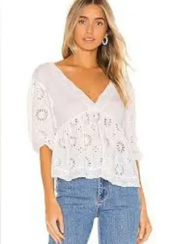 Free People  Sweeter Side Eyelet Top white, size XS oversized 19” P2P