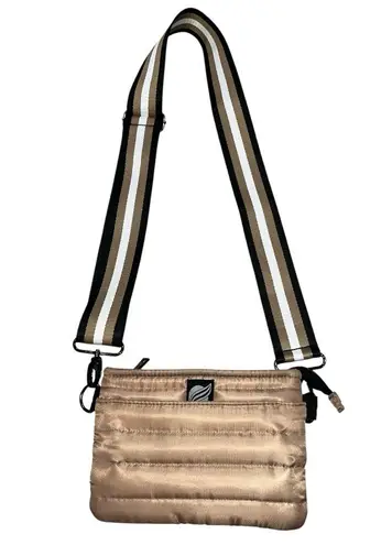 Think Royln Small Tan Nylon Quilted Bum Bag Crossbody Purse Bag