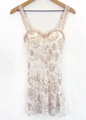 Apt. 9 Women's Sheer Floral Chemise with Built in Bra Lingerie Size Small Sexy