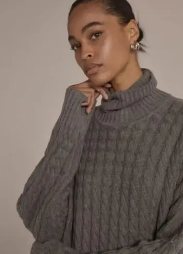 đź’•FAVORITE DAUGHTERđź’• Masha Cable Knit Turtleneck Sweater Storm Cloud Grey L NWT Size L