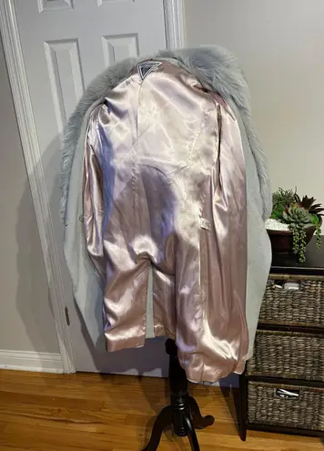 Marvin Richards J. Percy by Vintage dyed fox Fur 100% Lambswool Coat One button 100% Satin Lined oversized 60’s-50s silver fox fur collar