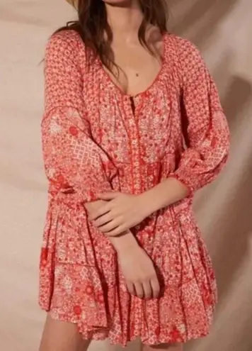 Poupette St Barth Tesorino Mini Dress Size S/M Tunic Flowy Resort Beachy Boho Red Size M