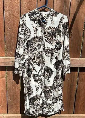 H&M  Conscious Button Down Bengal Cat Dress Size 4