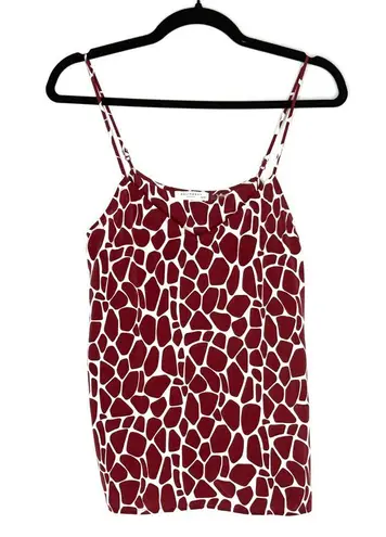 Equipment Femme Layla Silk Cami XS Burgundy Giraffe Print 100% Silk