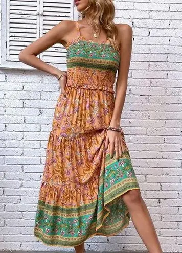 VICI  Bohemian Tiered Flowy Floral Maxi Dress