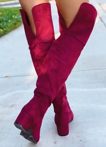 Boutique Wine Colored Over The Knee Boots