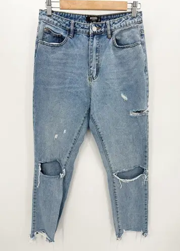 Missguided Light Wash Blue Denim Distressed Straight Jeans Women's Size 6 Petite