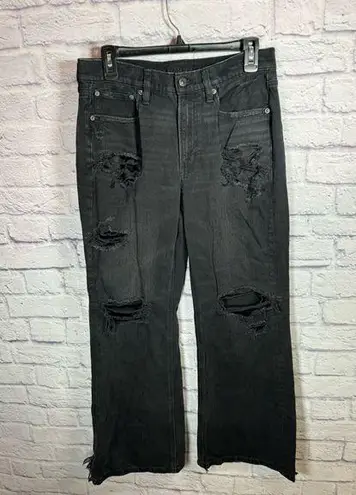 American Eagle  black distressed jeans Low rise Baggy Flare women size 6 short