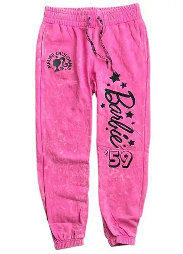 Barbie Sweatpants Women’s Pink Joggers Fleece Embroidered Elastic waist Black
