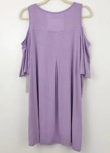 Roaman’s New Cold Shoulder Flutter Sleeve High-Low Hem Tunic Top Purple Size 12W