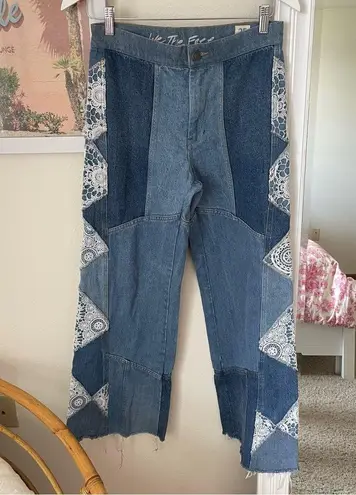 Free People  We The Free In My Element Patchwork Lace Crochet Jeans in Size 25 - Image 4