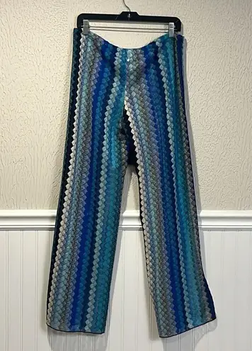 Becca blue crocheted like split leg coverup pants size small