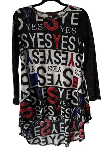Mishca Dress Y2k City Small Black White Red Long Sleeve Lace Yes Print Dress