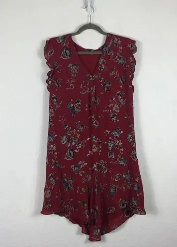 Joie  Almarie B Red Floral 100% Silk Mini Dress Medium Georgette Drop Waist