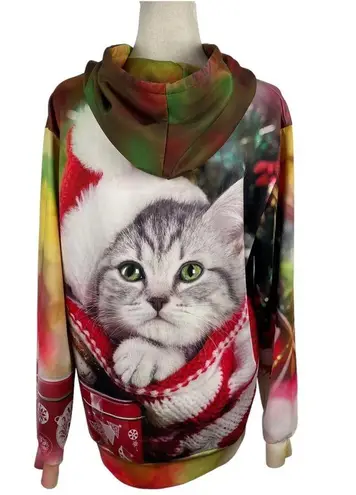 Nain Santa Kitties Ugly Christmas Graphic Sweater Hoodie Size Large/XL