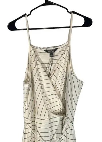 Market & Spruce White Striped Annora Faux Wrap Sleeveless Knit Dress Women Sz L