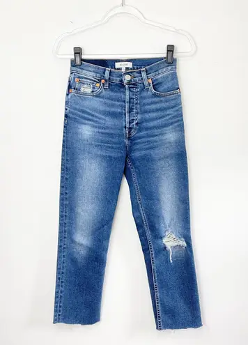 RE/DONE ReDone 70s Stovepipe Straight Leg Distressed Jeans