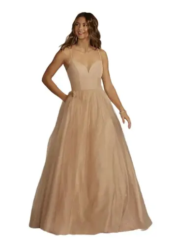 Jules & Cleo lace up glitter tule ball gown ROSEGOLD SIZE 18 Gold