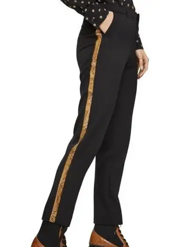 Scotch & Soda Atelier No. 4 Tailored Pants Snakeskin Trim Stretch Black XS NWT