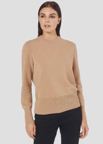 Equipment Cashmere Sanni Crew Neck Long Sleeve Ribbed Trim Sweater Beige