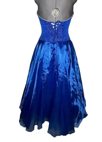 ballgown formal dress strapless princess blue tulle Vintage 1990s Size 10