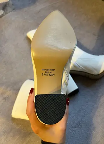 Faux Leather Booties White Size 5