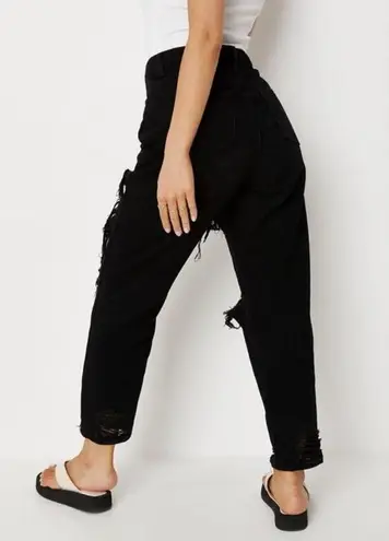 Missguided  petite black distressed mom jeans