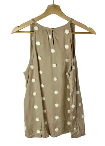 Blu Pepper  Beige & White Polka Dot High Neck Tank Top S