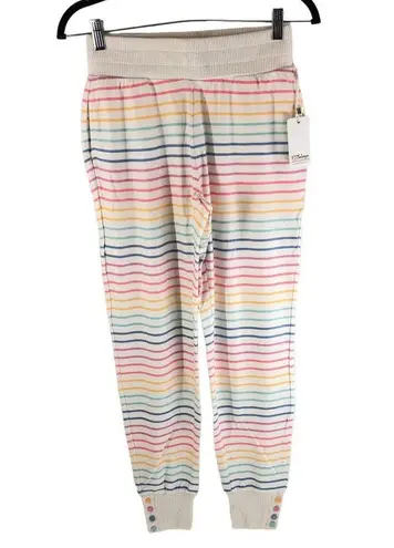 P.J. Salvage Womens Button Up Babe Banded Pants Joggers Striped Colorful XS
