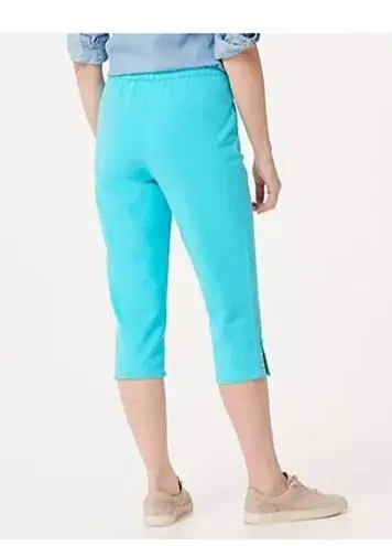 Womens Quacker Factory Dream Jeannes S Capri Turquoise Blue Pull On Pants Rhines
