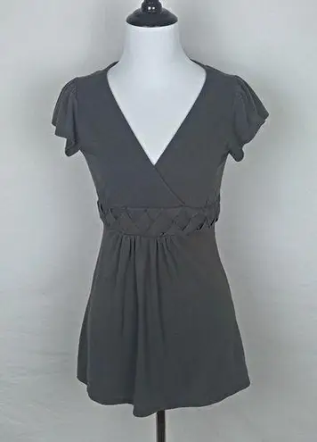 Robin-K Grey Braided Waist Tie Back Top