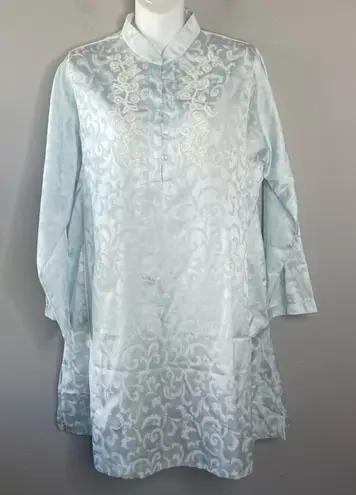 Oscar de la Renta Vintage Tunic Womens Size Small Jacquard Embroidered Sleepwear