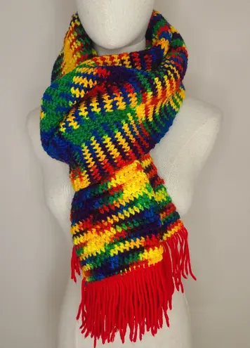 Handmade Multicolor Rainbow Crochet Scarf