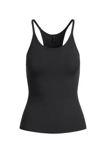 SKIMS Cotton Jersey Racerback Tank in Soot, Size XXS