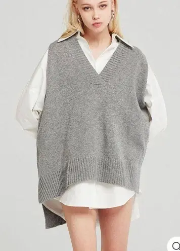 Storets Lyla Oversized Knit Sweater Vest Beige Tan Brown