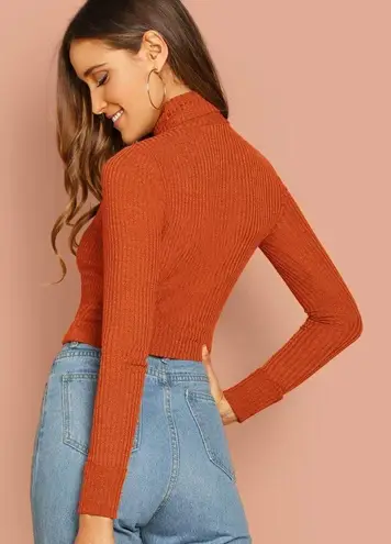 SheIn Orange Turtleneck Ribbed Sweater Size XS