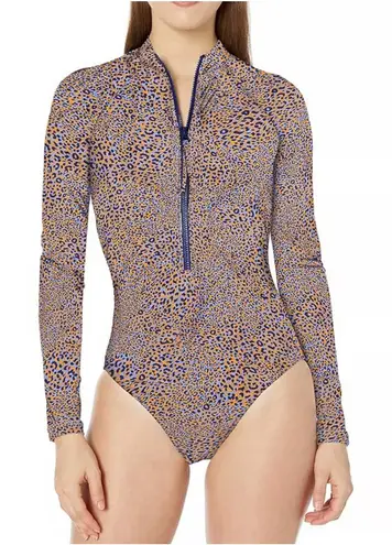 Seafolly Australia One Piece Swimsuit Long Sleeve Zip Rashguard 8 Animal Print