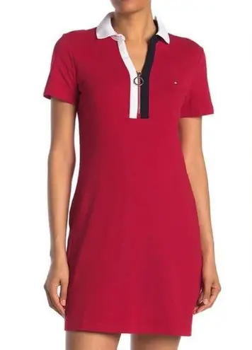 Tommy Hilfiger  Zip Red Preppy Short Sleeve Polo Dress