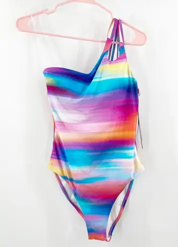 La Blanca Sunset Shores Swimsuit SZ 8 One Shoulder Ombre NWT Rainbow Multicolor