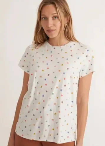 Marine layer Daisy Swing White Floral Short Sleeve Tee T-Shirt Women's Medium - Image 1