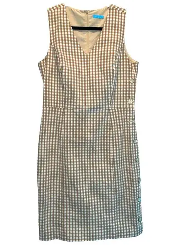 J. McLaughlin Tan Paulson Gingham Dress size 10