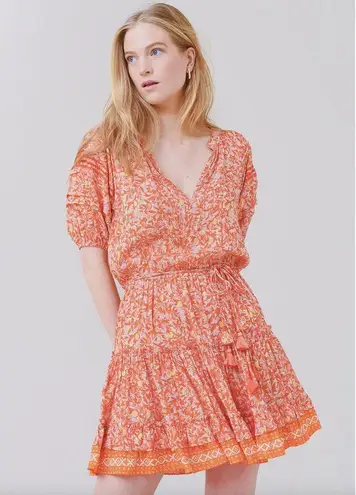 Poupette St Barth Bona Lemon Print Mini Dress Orange
